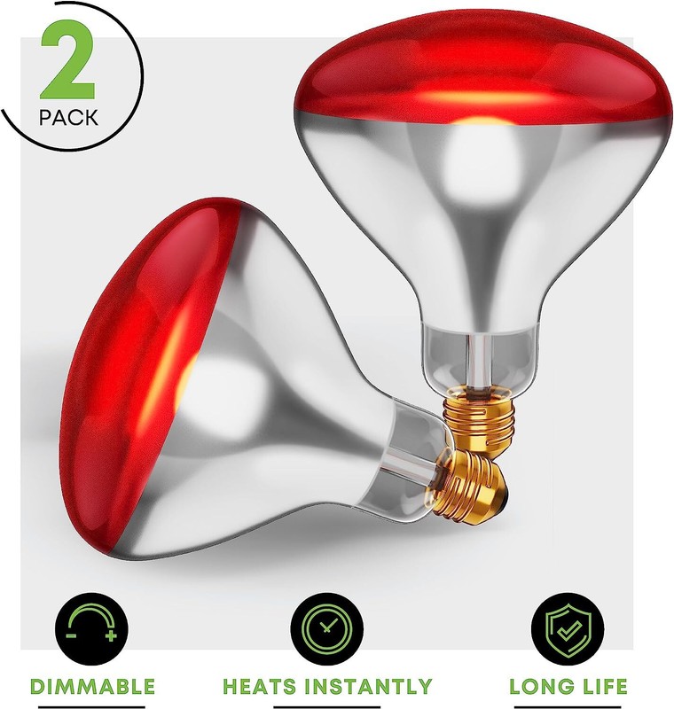 2 Pack 250W Watt Infrared Brooder Chicken Coop Hen Red Heat Lamp R40 Medium E26 gallery