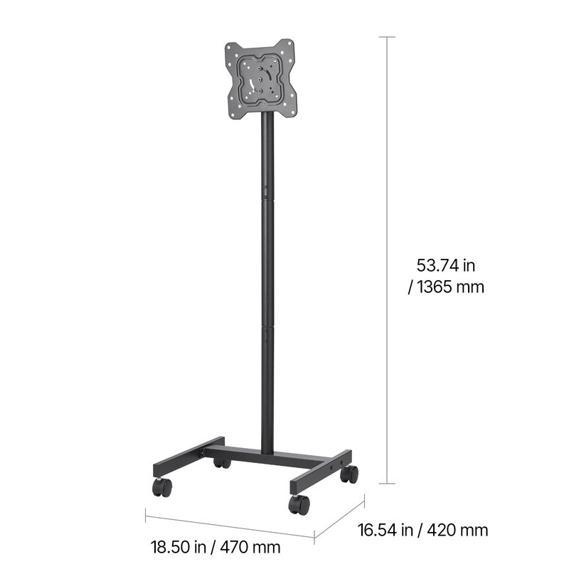 Mobile TV Stand W/ Wheels Adjustable Height 17-55 Inch Displays VESA Compatible gallery