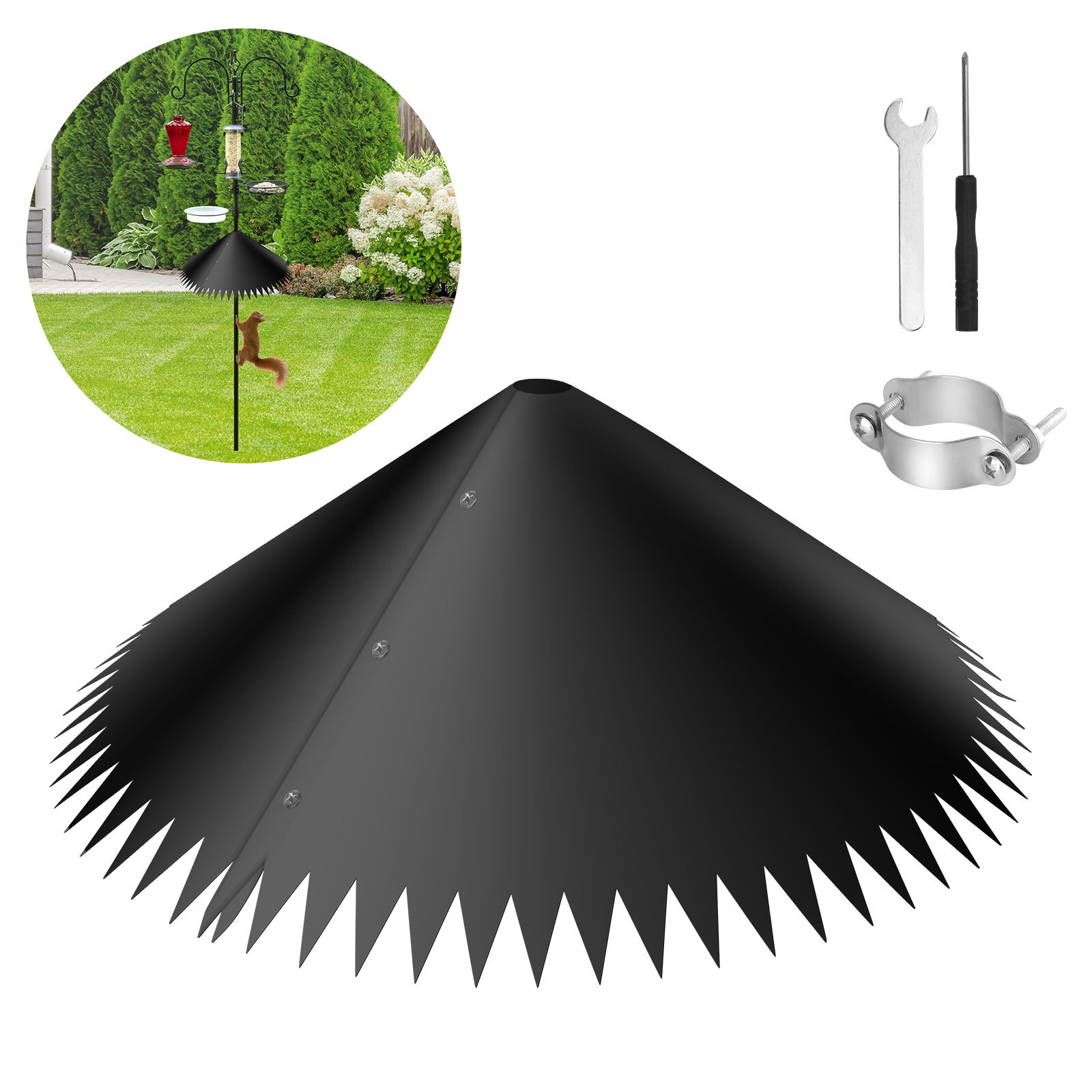 Around-wrap Squirrel Baffles 19'' Bird Feeder Squirrel Proof Baffle gallery