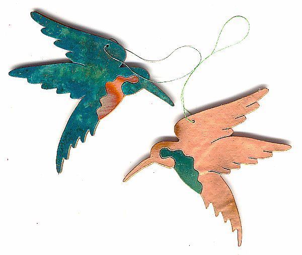 COPPERCUTTS Hummingbird Ornament SouthWest Copper with Choice of Primary Color! gallery