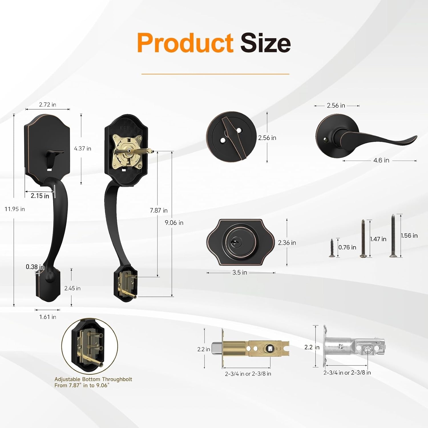 NEW Front Door Handle and Deadbolt Set Oil Rubbed Bronze Reversible Entry Lock gallery