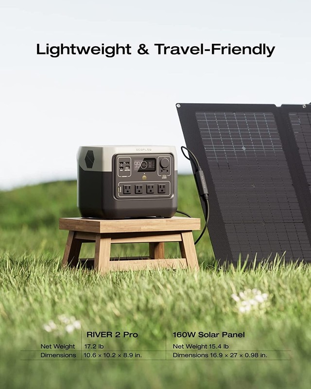 EcoFlow Solar Generator RIVER 2 Pro 768Wh+160W Solar Panel Certified Refurbished gallery