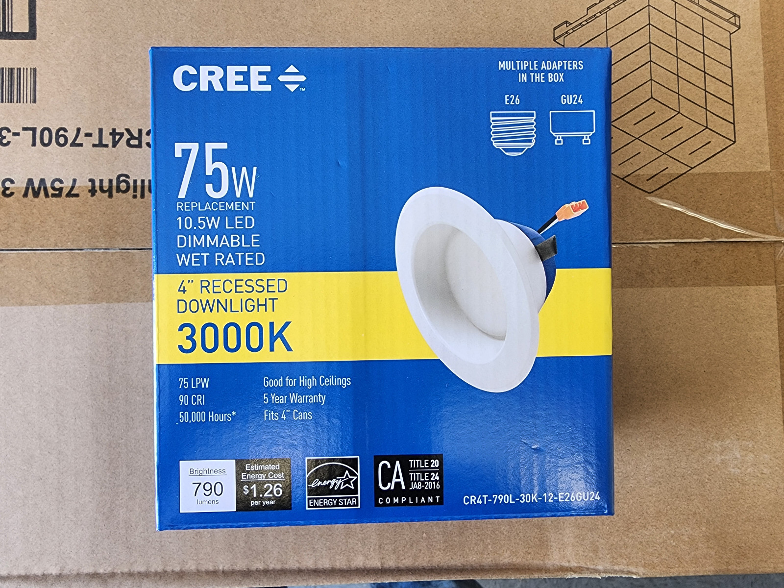 Cree Lighting Recessed 4" Downlight 75W 3000K LED Dimmable Wet Rated( 12 Pack) gallery