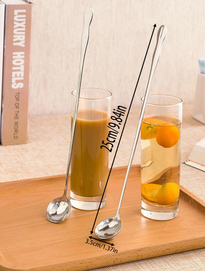 1 pc 25cm Long Handle Stainless Steel Stirring Spoon for Kitchen Use gallery