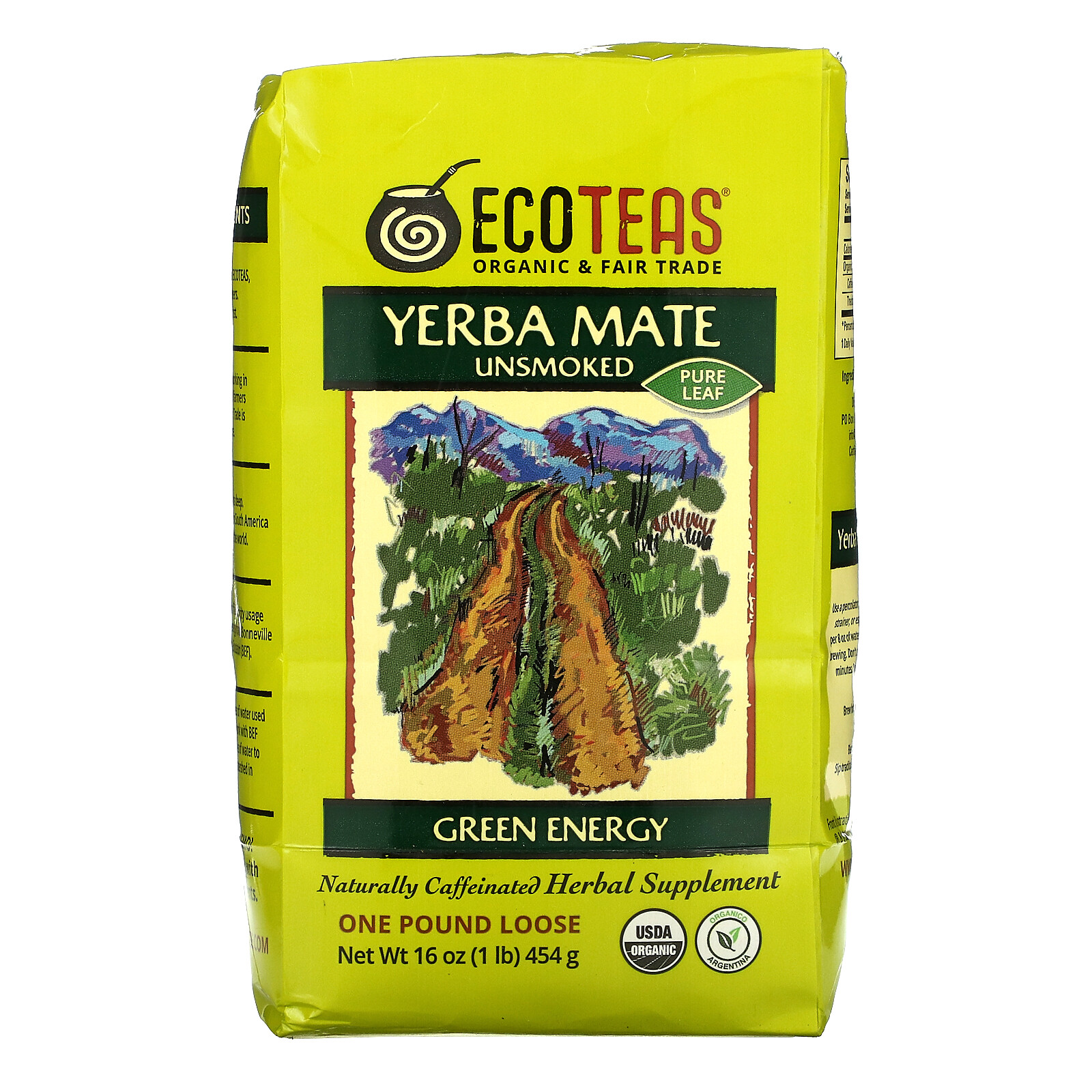 Yerba Mate Pure Leaf Loose Tea, Unsmoked, Green Energy, 16 oz (454 g) gallery