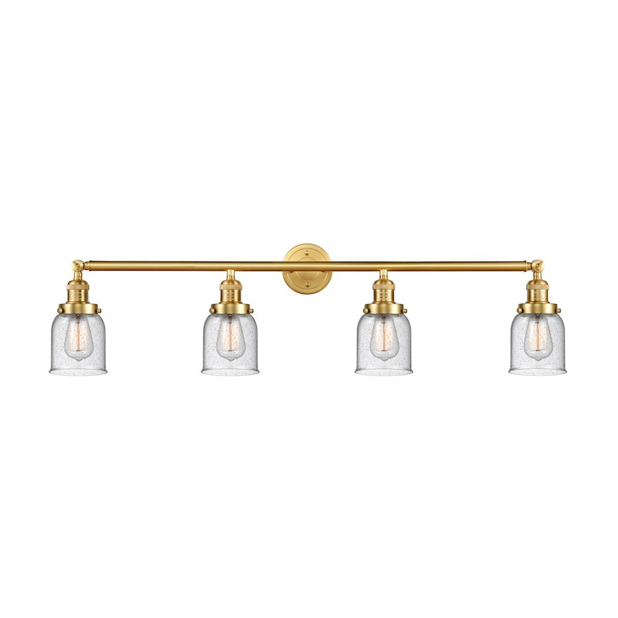 Innovations 54 Small Bell 4 Light Bath Vanity, Satin Gold/Seedy - 215-SG-G54 gallery