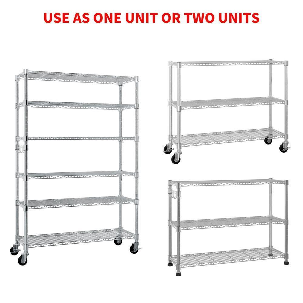 Rolling 6 Tier Storage Shelf Heavy Duty Storage Shelving Unit Metal Storage Rack gallery