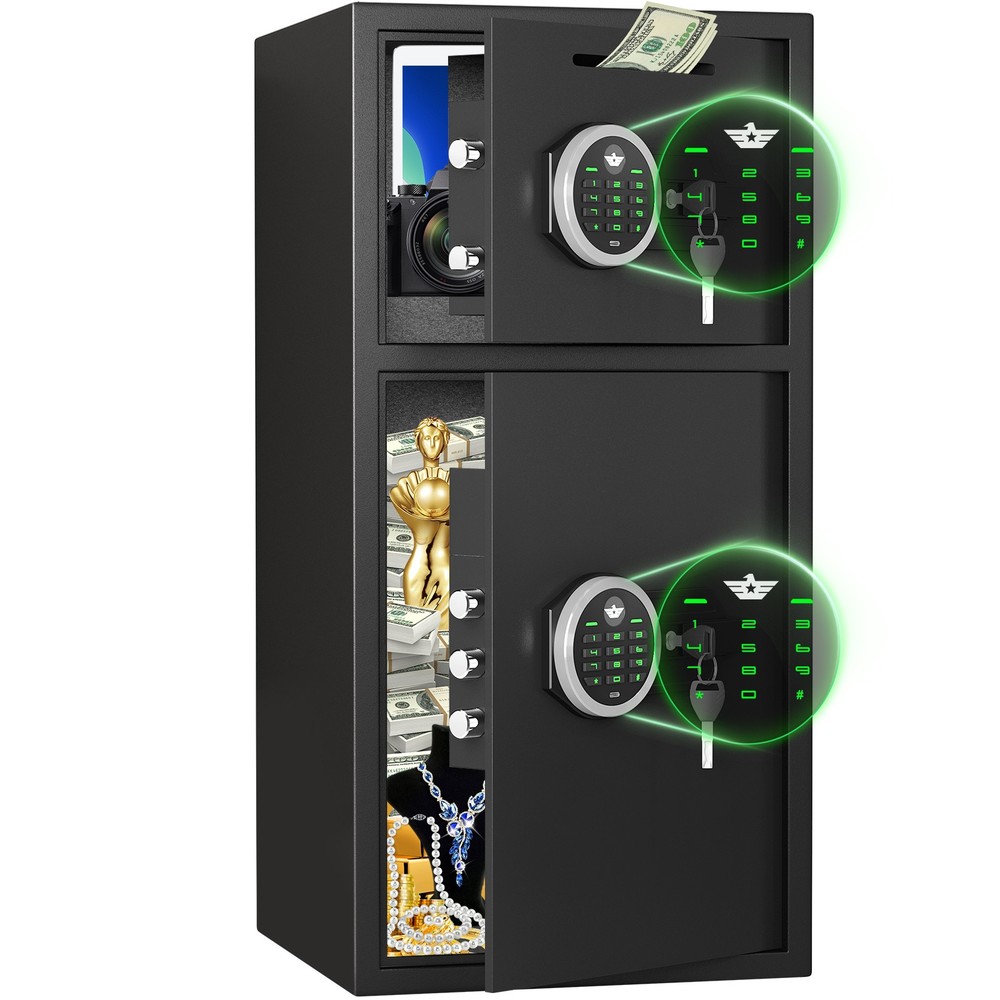 Large Safe, Digital Security Safe Box with Deposit Slot & Dual Alarm for Home
