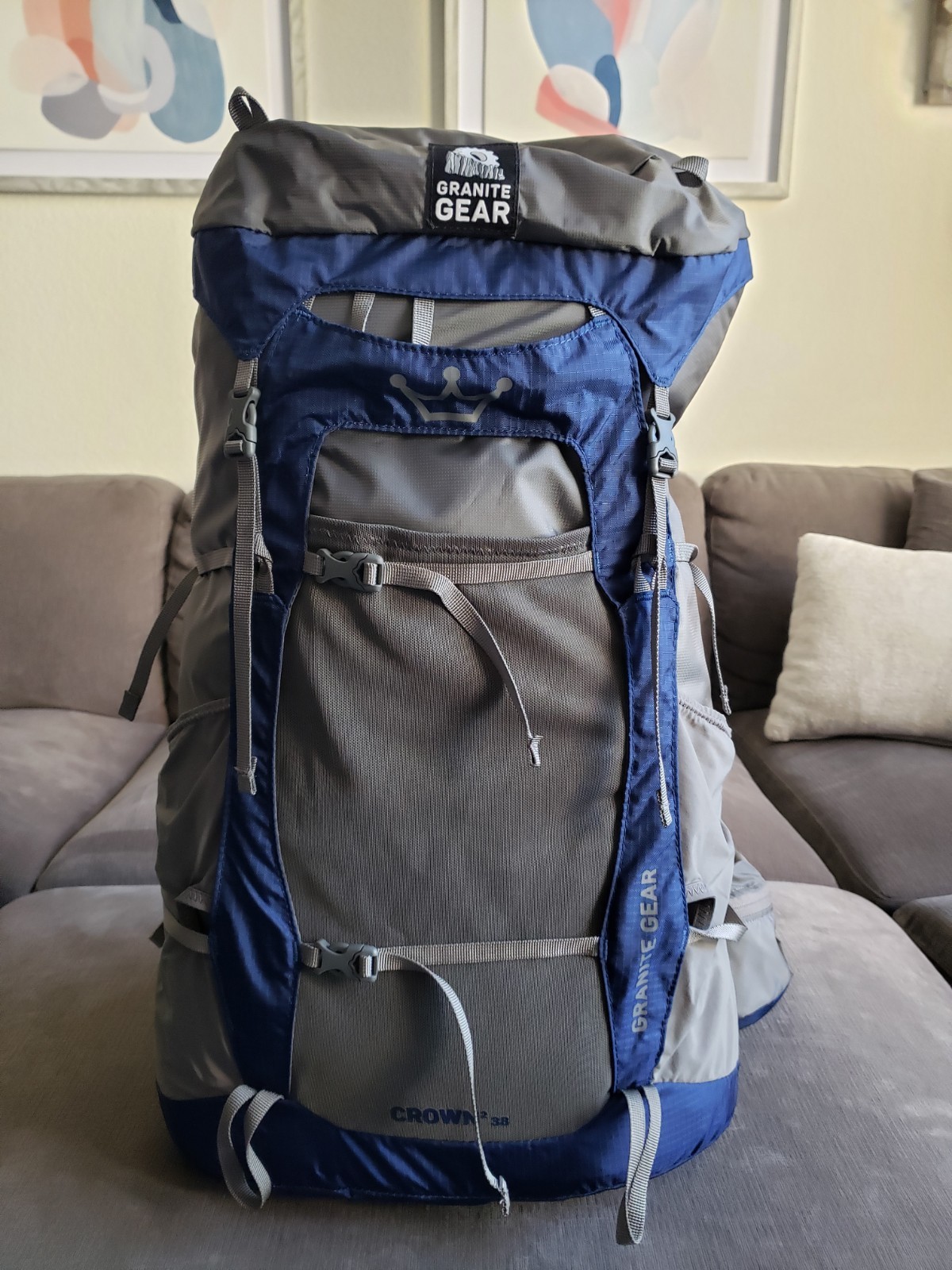 Granite Gear Crown2 38L Internal Frame Backpack Blue Gray Lightweight EXCELLENT!