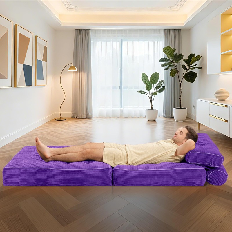 Folding Sofa Bed Convertible Sleeper Chair Purple Foldable HABUTWAY Handle Floor gallery
