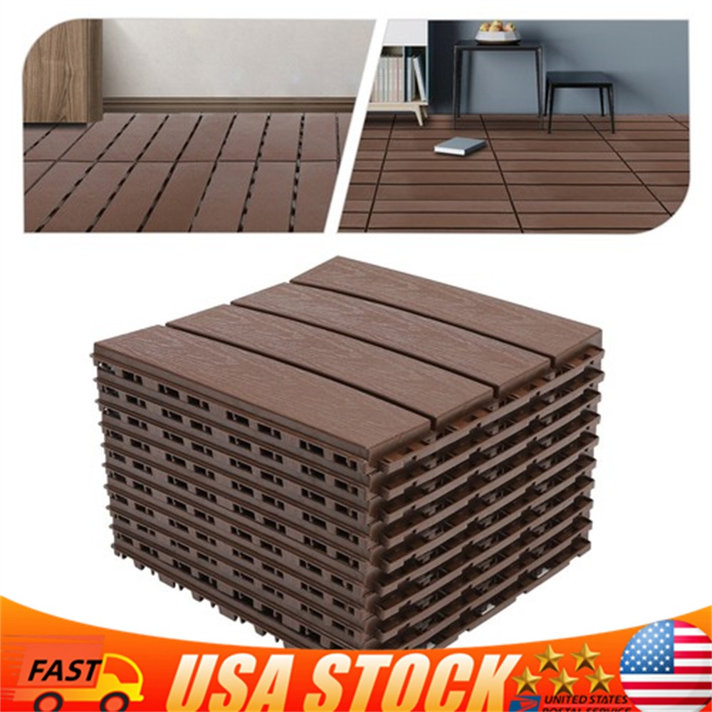 12x12" Plastic Interlocking Composite Decking Floor Deck Tiles Bacony Pavers