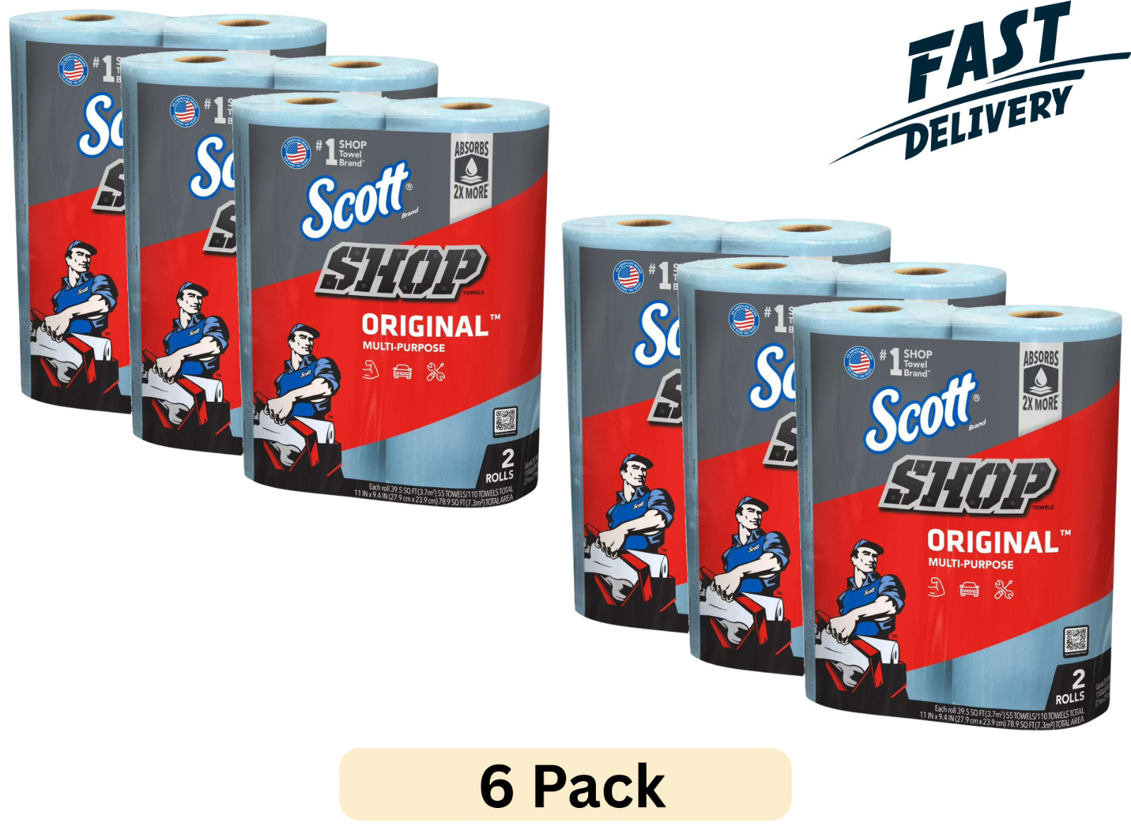 Scott Professional Multi-Purpose Shop Towels, 55 Sheets per Roll, 12 Ct gallery