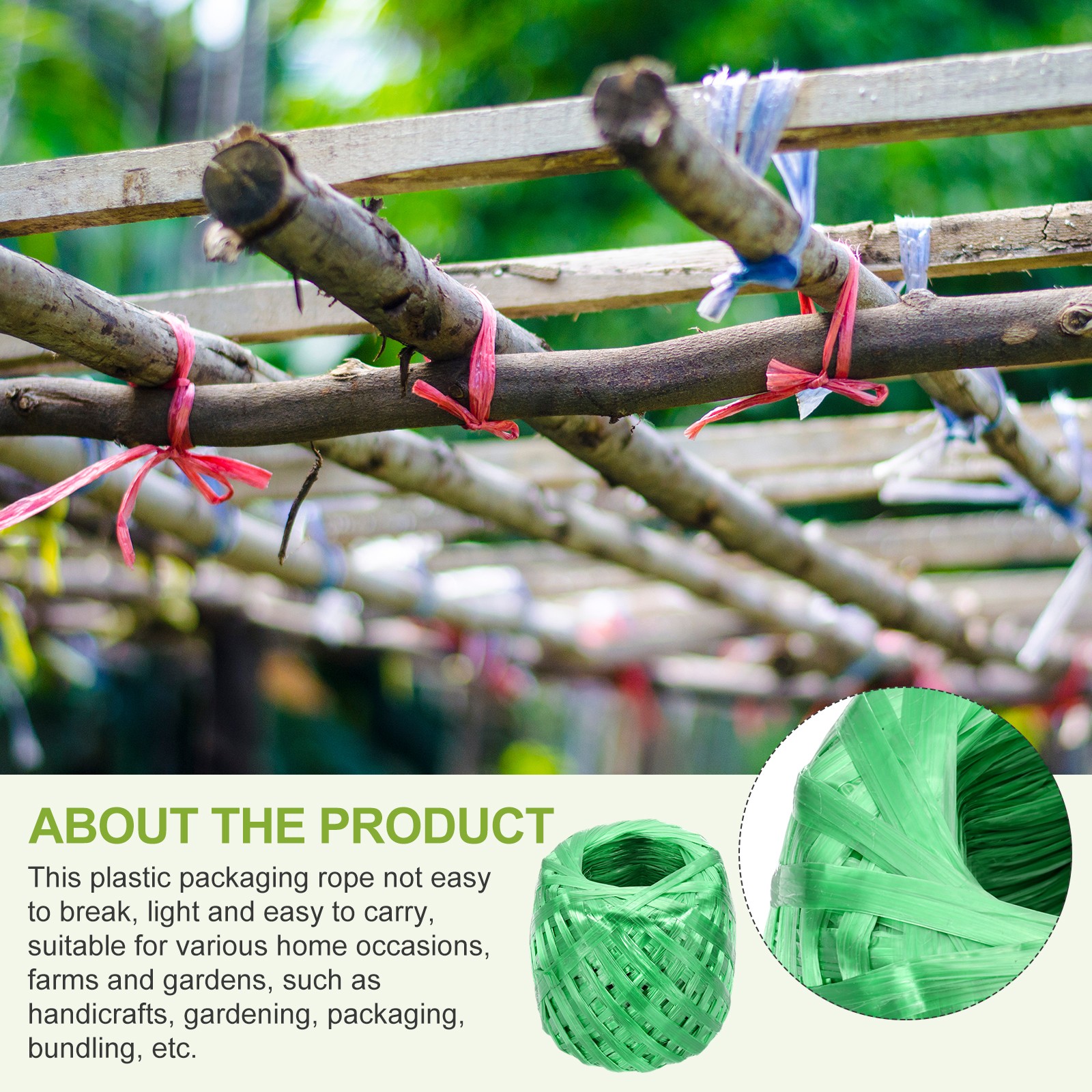 Polyester Nylon Plastic Rope Twine 30 Mm-135 m Long Household Packing, Green gallery