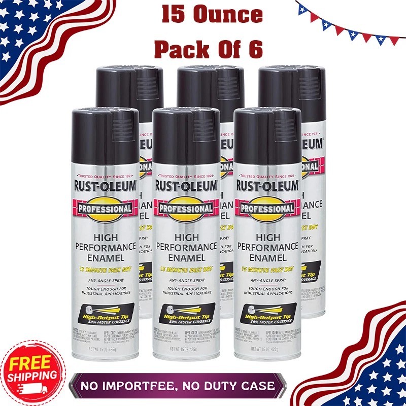 Rust Oleum Professional Enamel Spray Paint Gloss Black 15 oz 6 Pack High Perfor gallery