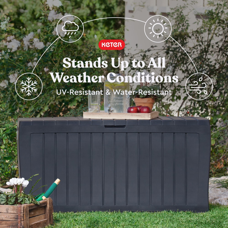 Keter Marvel Plus 71 Gallon Resin Deck Box Graphite Outdoor Patio Storage gallery