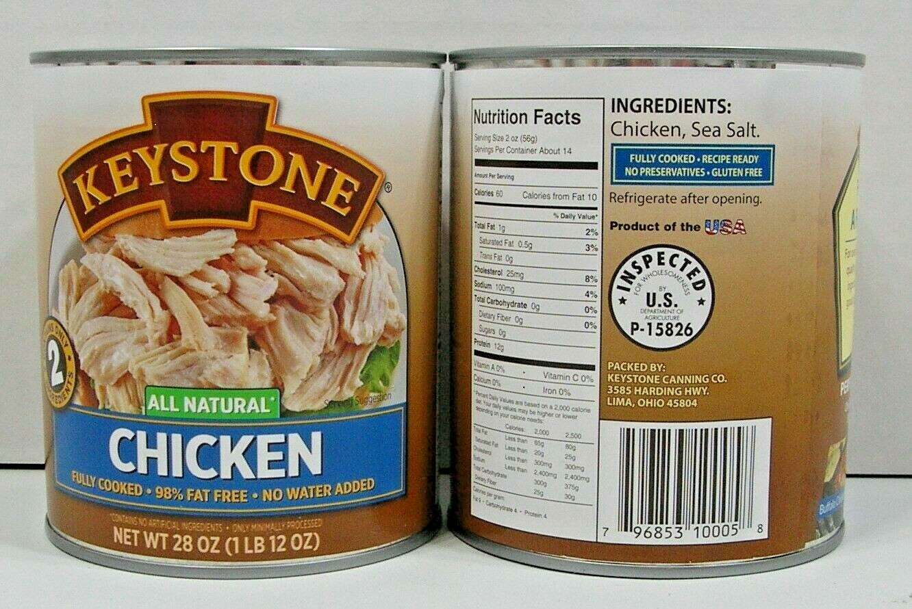 (8 Cans) Keystone Chicken **ALL NATURAL - NO PRESERVATIVES - FULLY COOKED** 28oz gallery