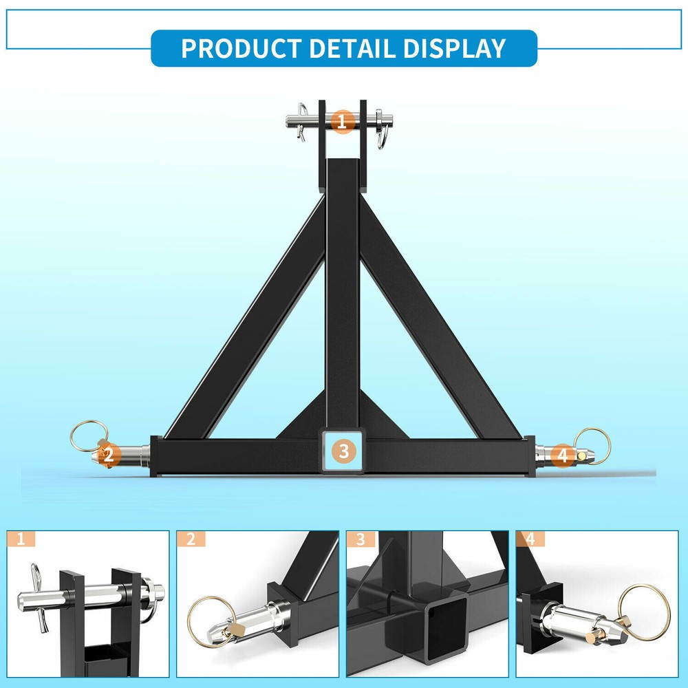 3 Point 2" Receiver Trailer Hitch Category One Tractor Tow Hitch Drawbar Adapter