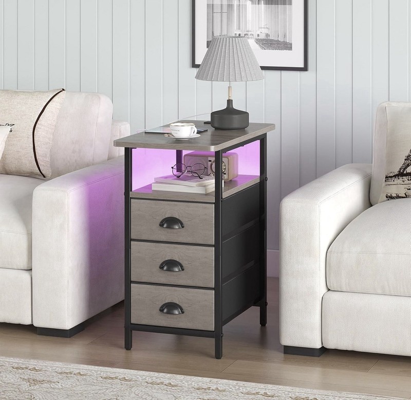 End Table with Charging Station,LED Side Tables with USB Ports and Outlets. NEW gallery