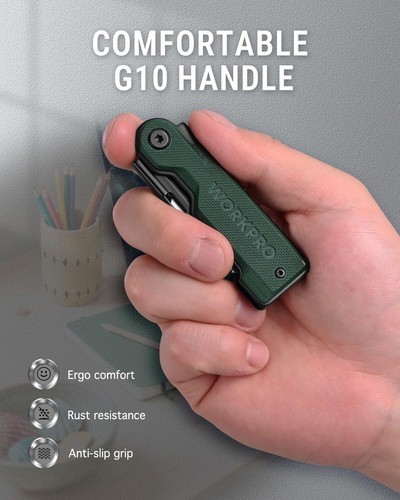 WORKPRO Folding Utility Knife with 10 Extra SK5 Blades EDC Razor Sharp Knife USA gallery