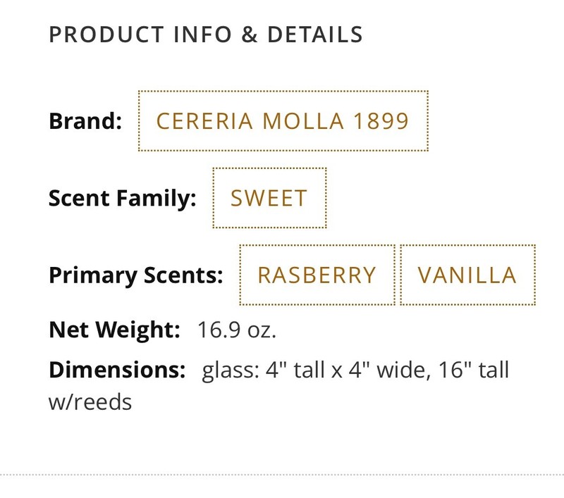 Cereria Molla - Raspberry & Black Vanilla 3.4 Fl Oz /100ml Diffuser New In Box gallery