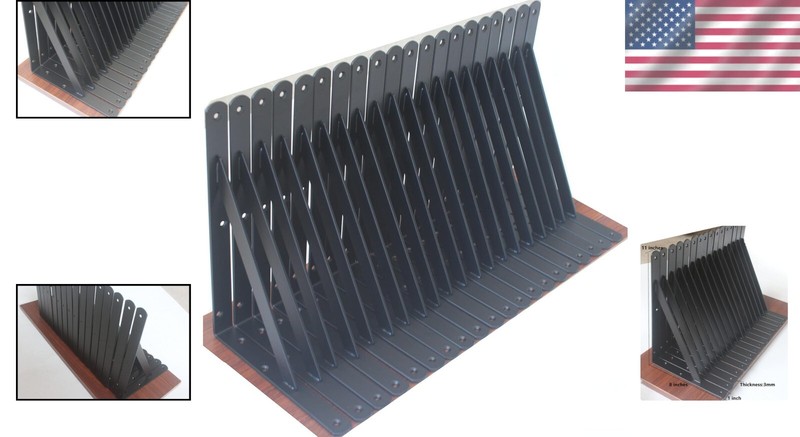 Rustic Black Metal Shelf Brackets - 240 lb Capacity, 20 Pack of 11" x 8" gallery