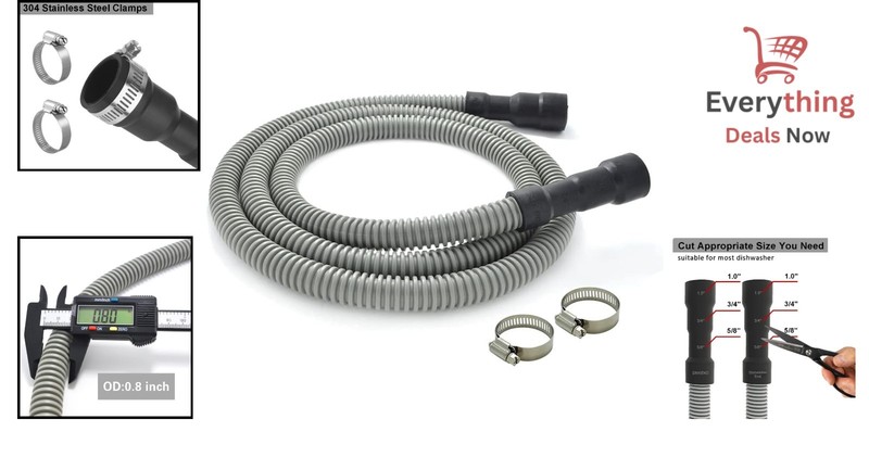 10 Ft Universal Dishwasher Drain Hose - Flexible, Durable & Easy Installation gallery