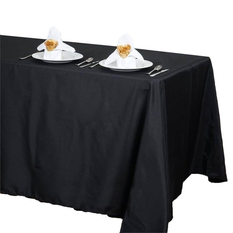 BLACK 72x120 RECTANGLE POLYESTER TABLECLOTH Wedding Catering Dinner Decorations gallery