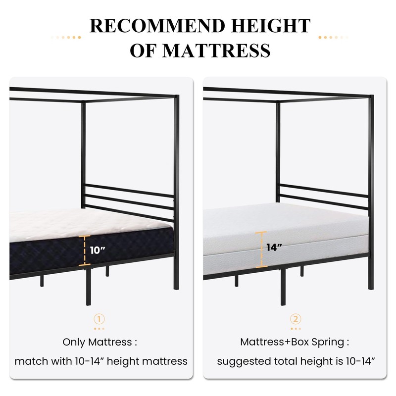 SHA CERLIN Canopy Bed Frame Full Size/Mattress Foundation with Metal Slats Su... gallery