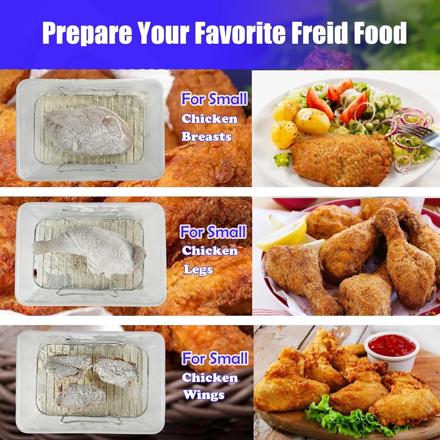 Batter Bowl, Mess Free Breading Bowl with Lid Flour Shaker for Seasoning Frie... gallery
