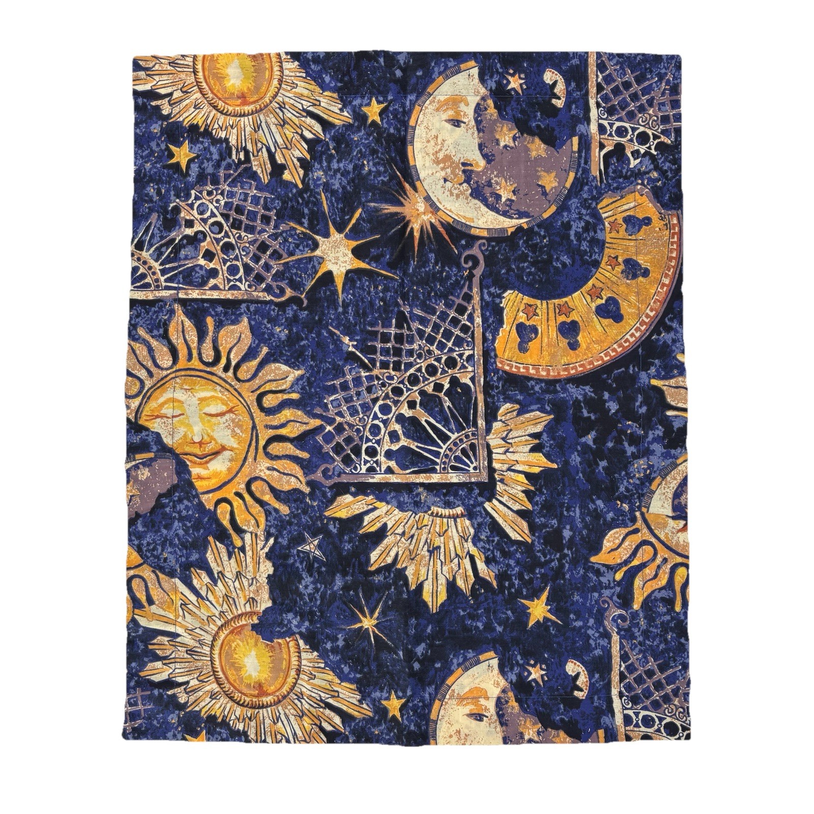 Celestial Sun Moon Stars Standard Pillow Sham Vintage 90's Blue/Gold 30”X24” NEW gallery