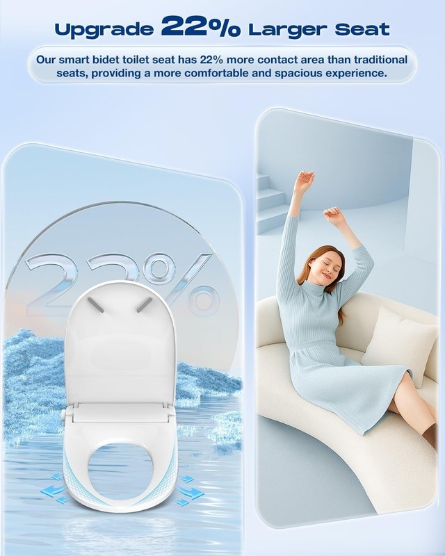 Self-Cleaning Bidet Seat with Automatic Lid, Warm Water, Remote Control, White gallery