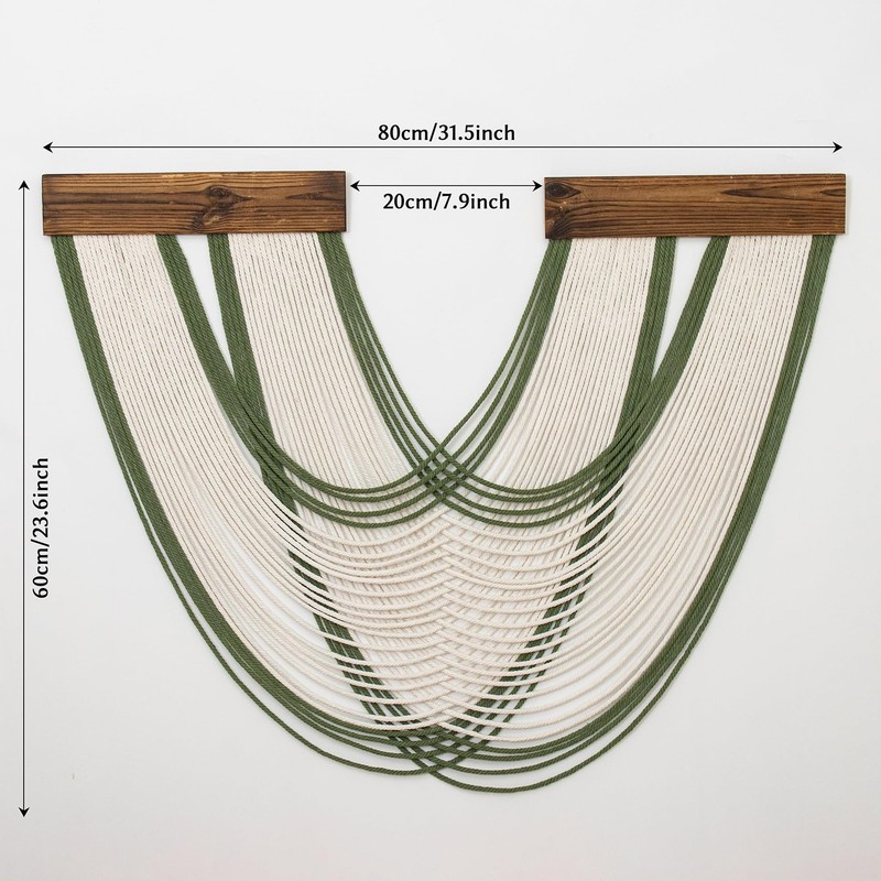 Green Macrame Wall Hanging Macrame Wall Decor, Handmade Beige Yarn Tassel Boh... gallery