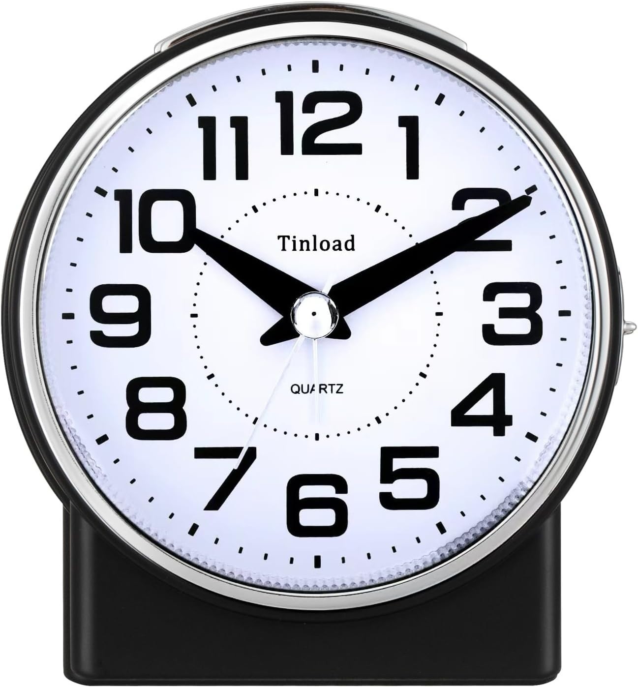 Tinload 4.3" Silent Analog Alarm Clock No Ticking Big Numbers Black Circle gallery