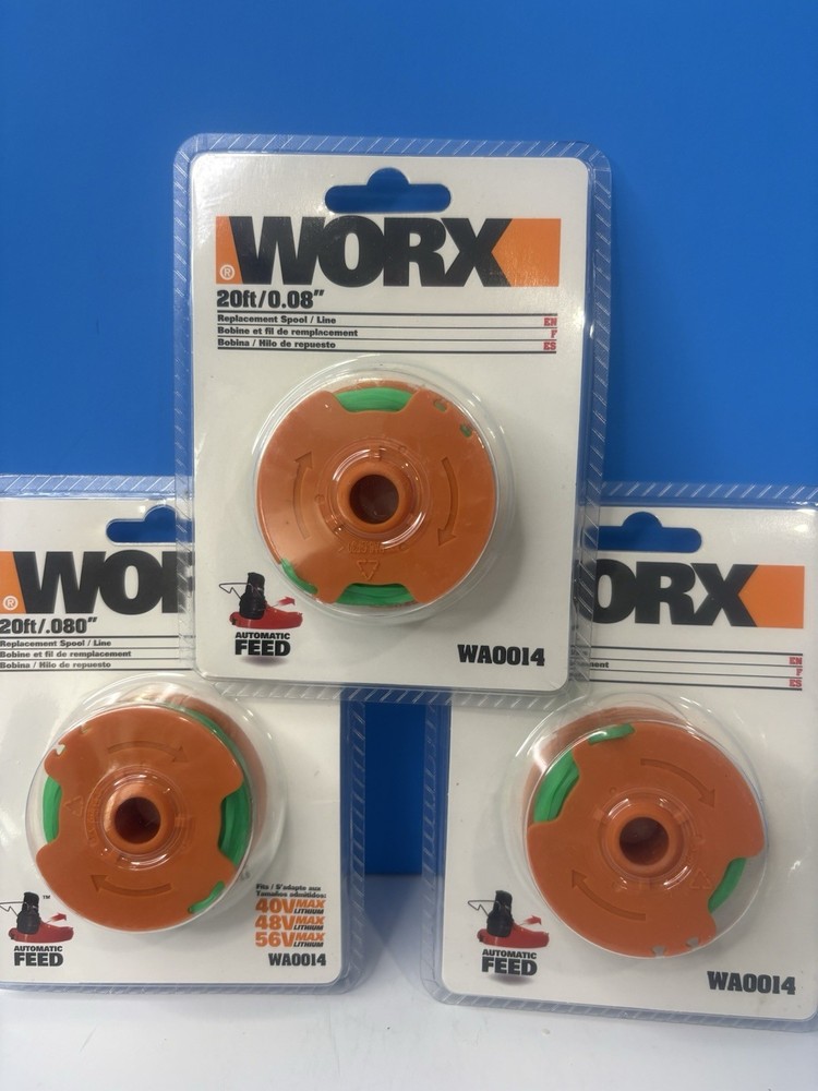 3x MIP Authentic Worx Replacement Spool/Line, WA0014, 20ft/.080" free ship
