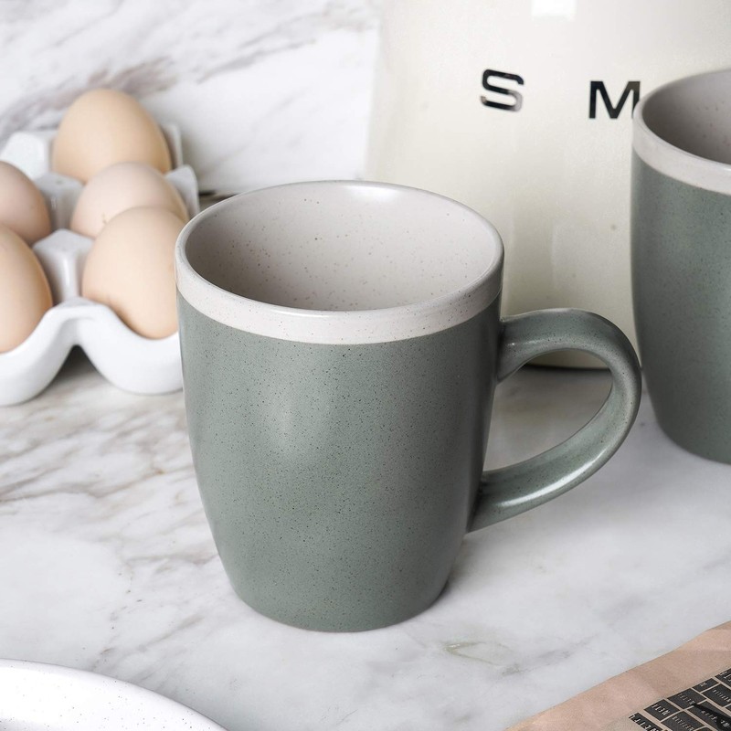 Stone Lain lain Serenity Stoneware Dish Set 4 Mugs Green and Cream gallery
