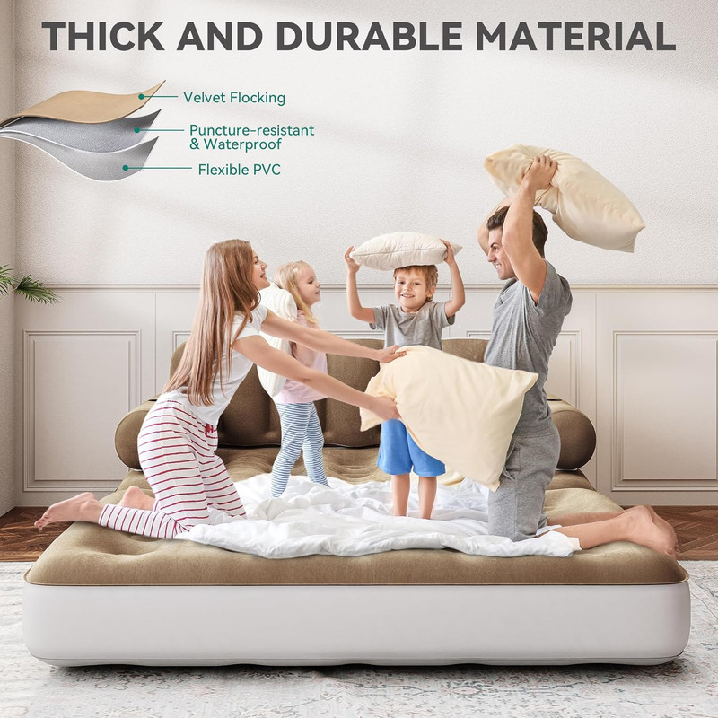 Queen Size Inflatable Sofa Bed with Headboard and Pump, Convertible Blow up Couc gallery