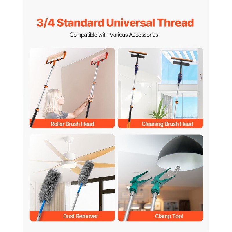 1.76-4 FT Adjustable Multi-Purpose Pole, Durable Aluminum Alloy Extendable Stick gallery