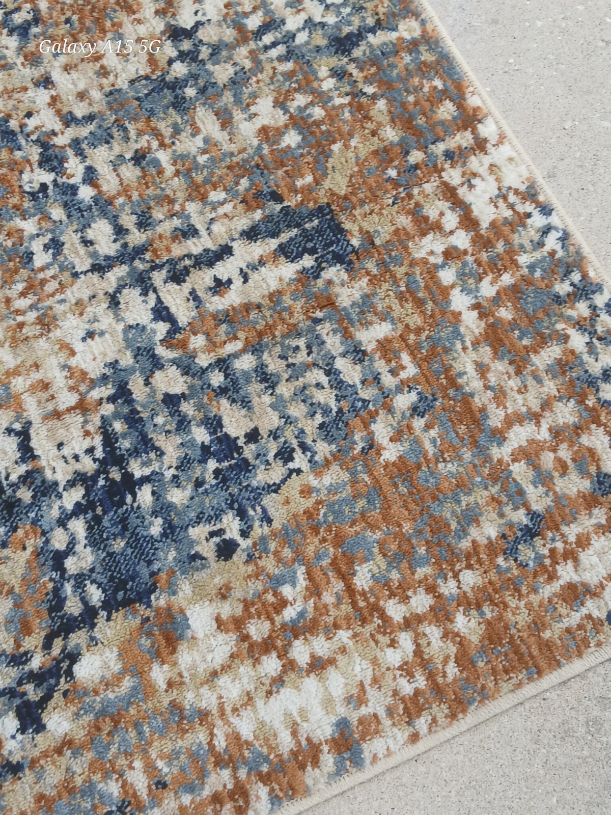 Modern Abstract Area Rug 5x7 ft Rectangle Blue Beige Orange White Low Pile gallery