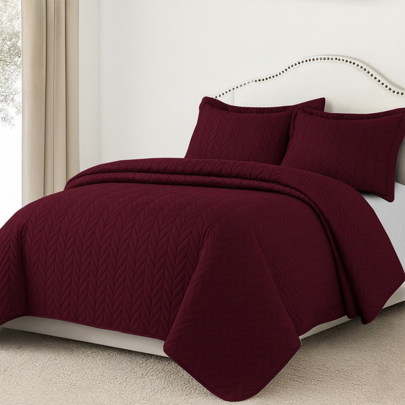 King Size Quilt Bedspread Set Throw Light Weight Quilted Coverlet Bedding Set US gallery