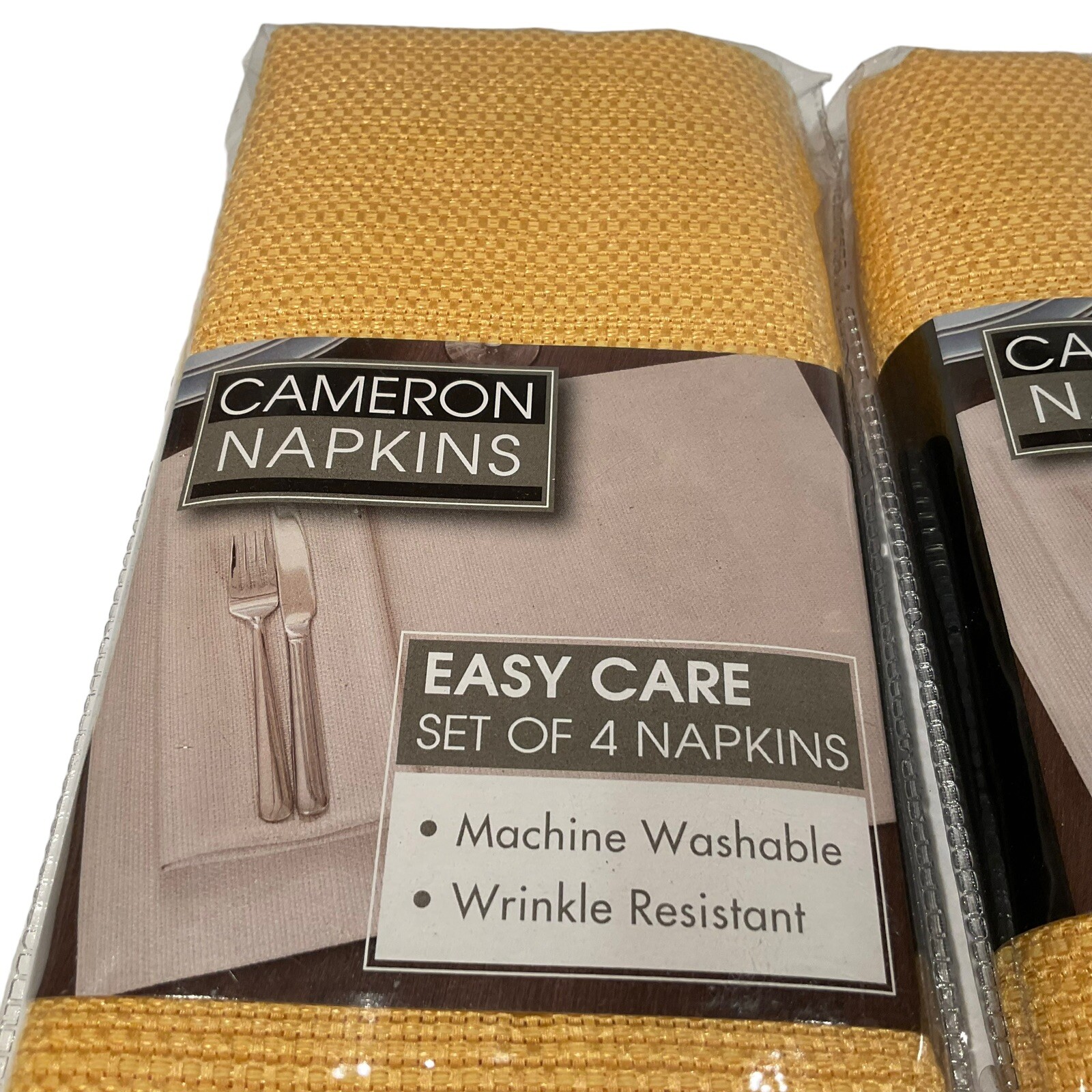 Set 12 Cotton Blend Fabric Cloth Dinner Napkins 19”square woven weave Golden Yel gallery