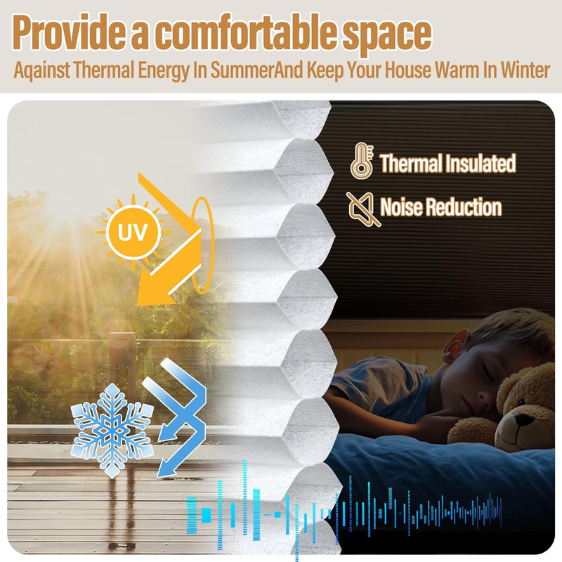 Cordless Cellular Shades - Easy Install Honeycomb Blinds for Indoor Windows 41"x gallery