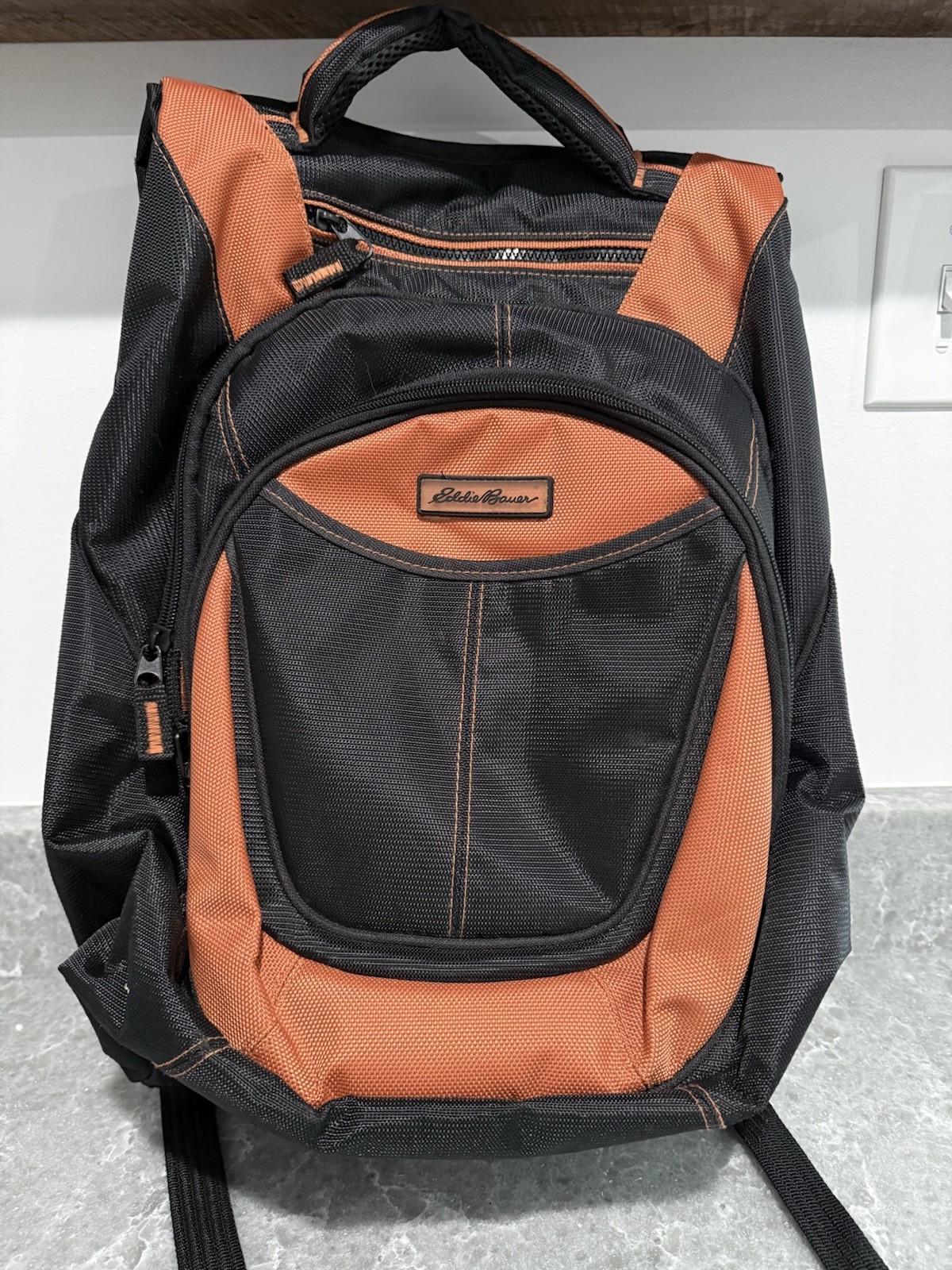 Eddie Bauer Black Rust Polyester Backpack w Compartments & Pockets