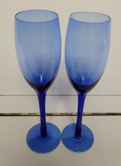 2 EGGSHELL COBALT BLUE CHAMPAGNE FLUTES 9 INCHES HOLDS 8 OZS