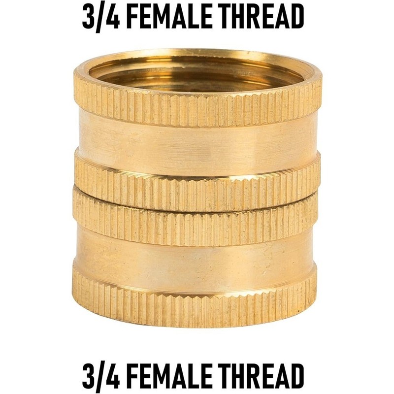 Garden Hose Adapter 3 4 Inch Solid Brass Connector Female to Female 2 Pack with gallery