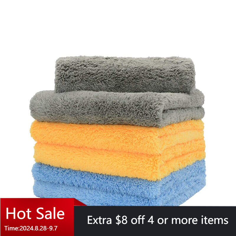6 Pc Microfiber Cleaning Cloth Towel Rag Car Polishing Detailing 16"x16" 450 GSM gallery