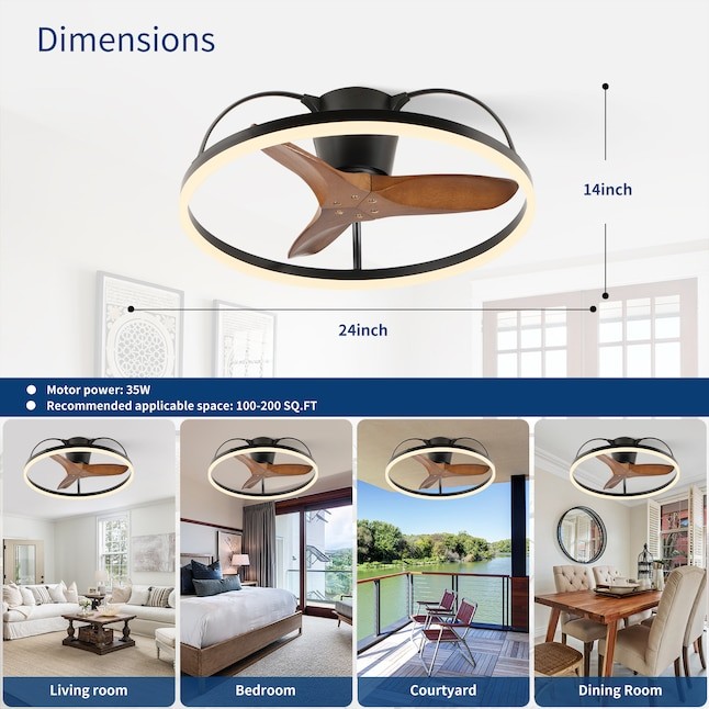 LOVMOR Solid Wood Blade Ceiling Fan w/Light Remote 3000-6000K Dimmable LED Fan gallery