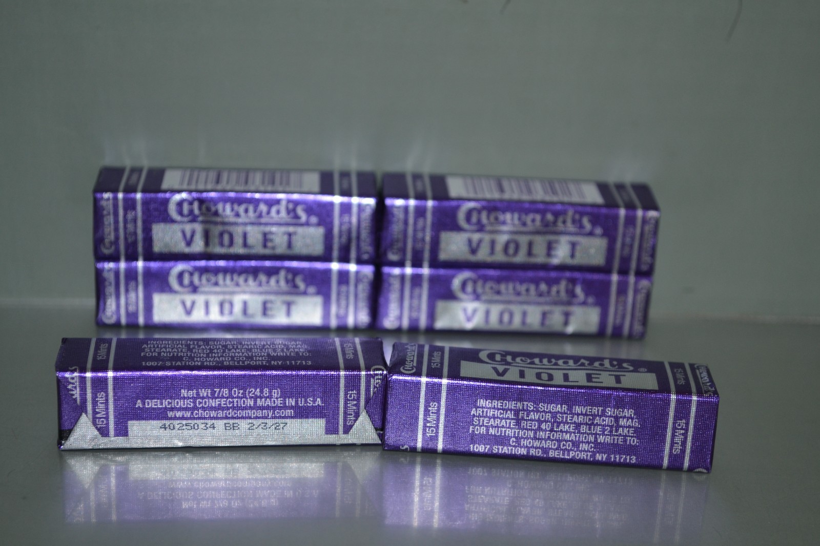 (6) Choward's Violet Mints Candy, Bold Aromatic, 15 In Each, Exp. 02/2027 gallery