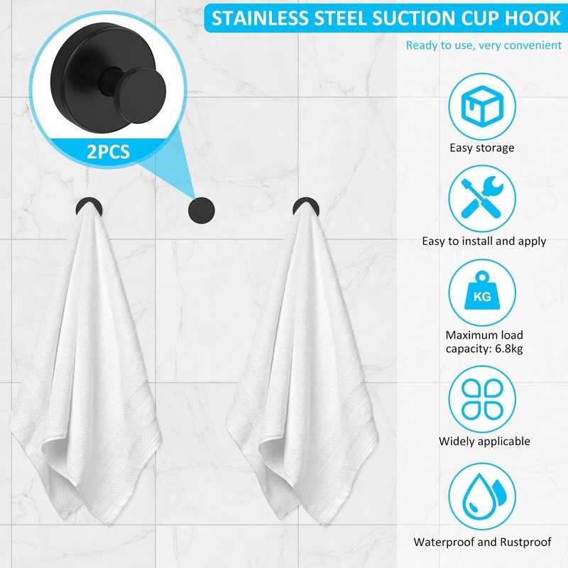 4x Suction Cup Hooks Waterproof Shower Hooks Bathroom Towel Hanger Punch-Free US gallery