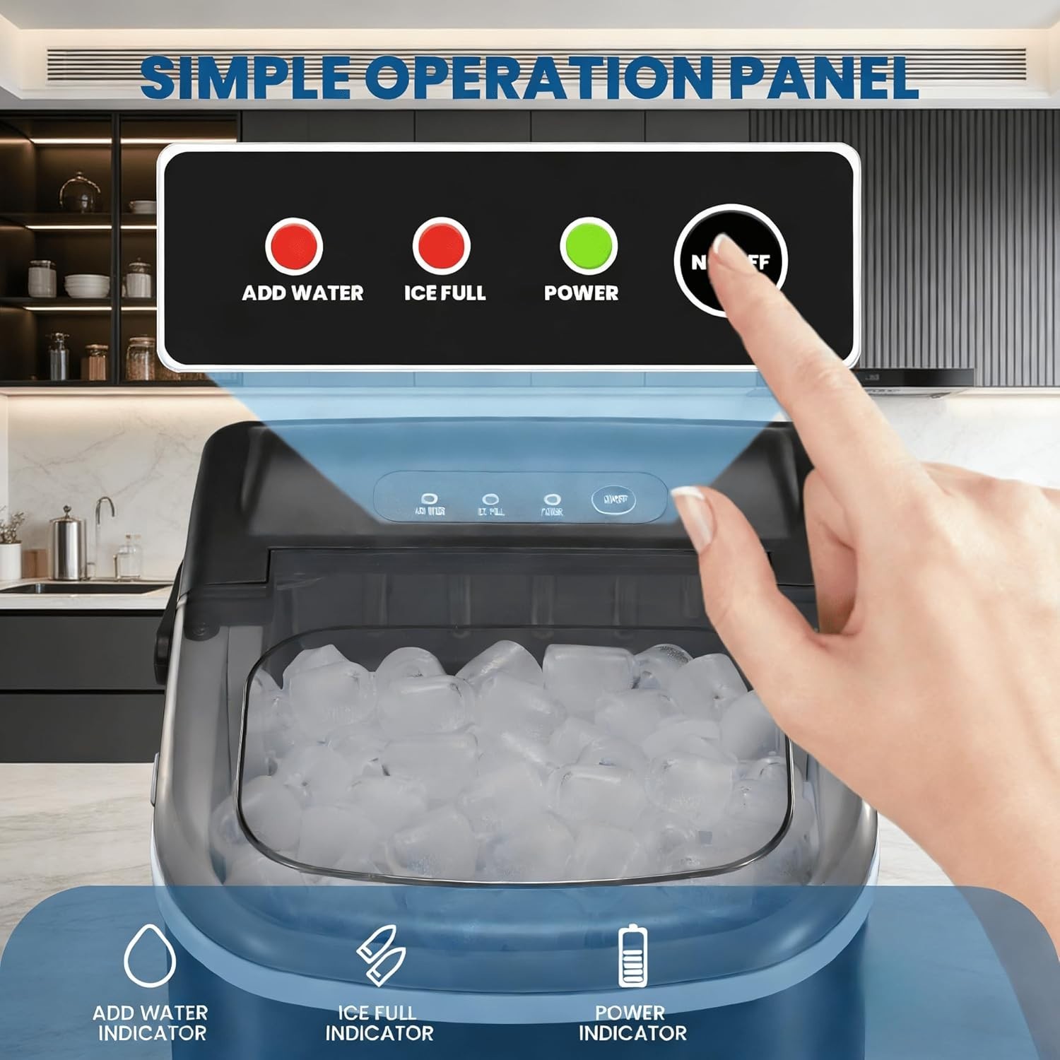 Portable Ice Machine with Carry Handle, 9 Cubes Ready in 6 Mins, 26Lb/24H gallery