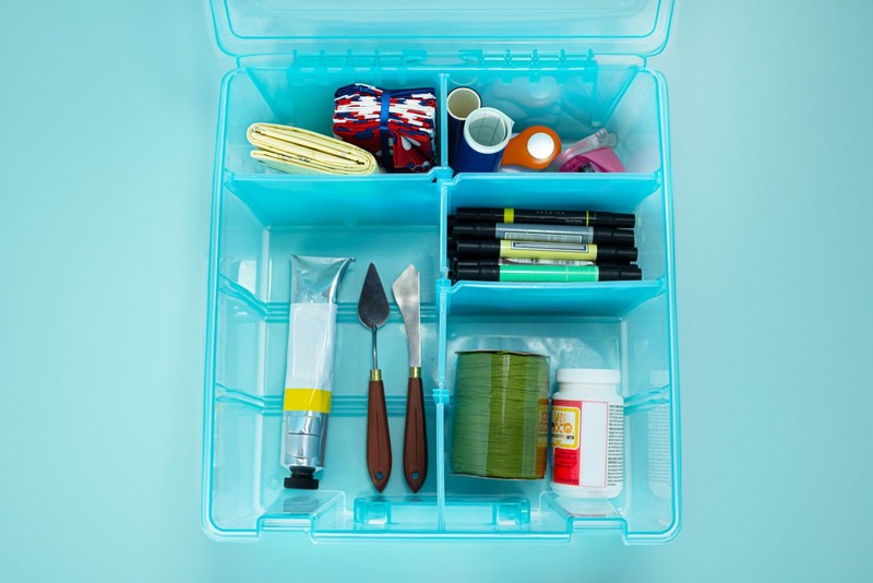 Super Satchel Compartment Box Stackable Durable Art Storage With 8 Removable Com gallery